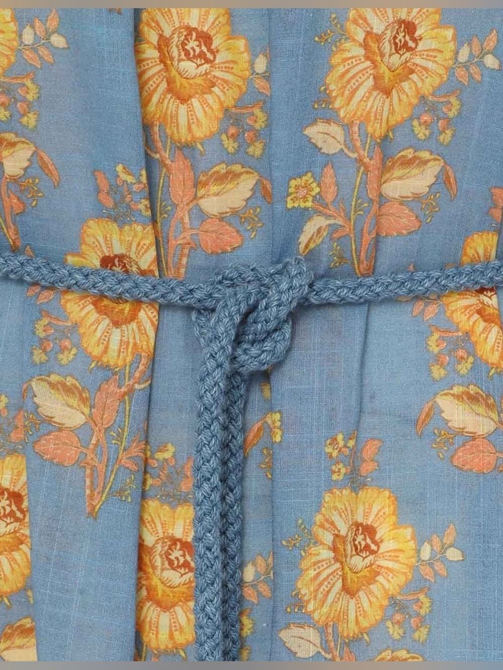 NWT Zimmermann JUNIE FRILL MIDI DRESS in Blue Yellow floral - Picture 8 of 14